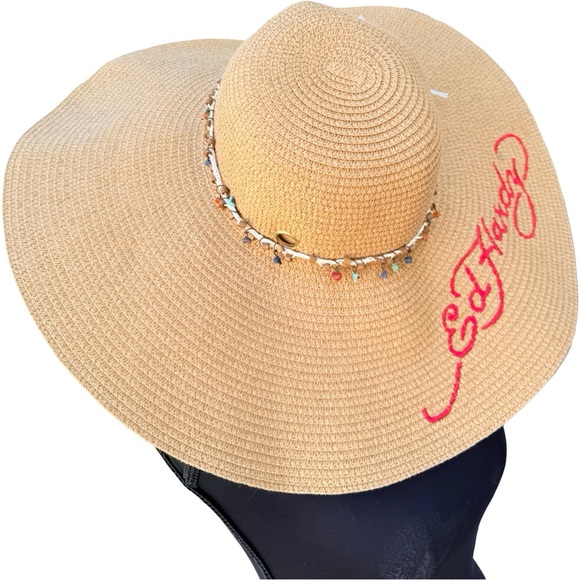 Ed Hardy Beige Sun Hat with Red Script - Picture 6 of 10